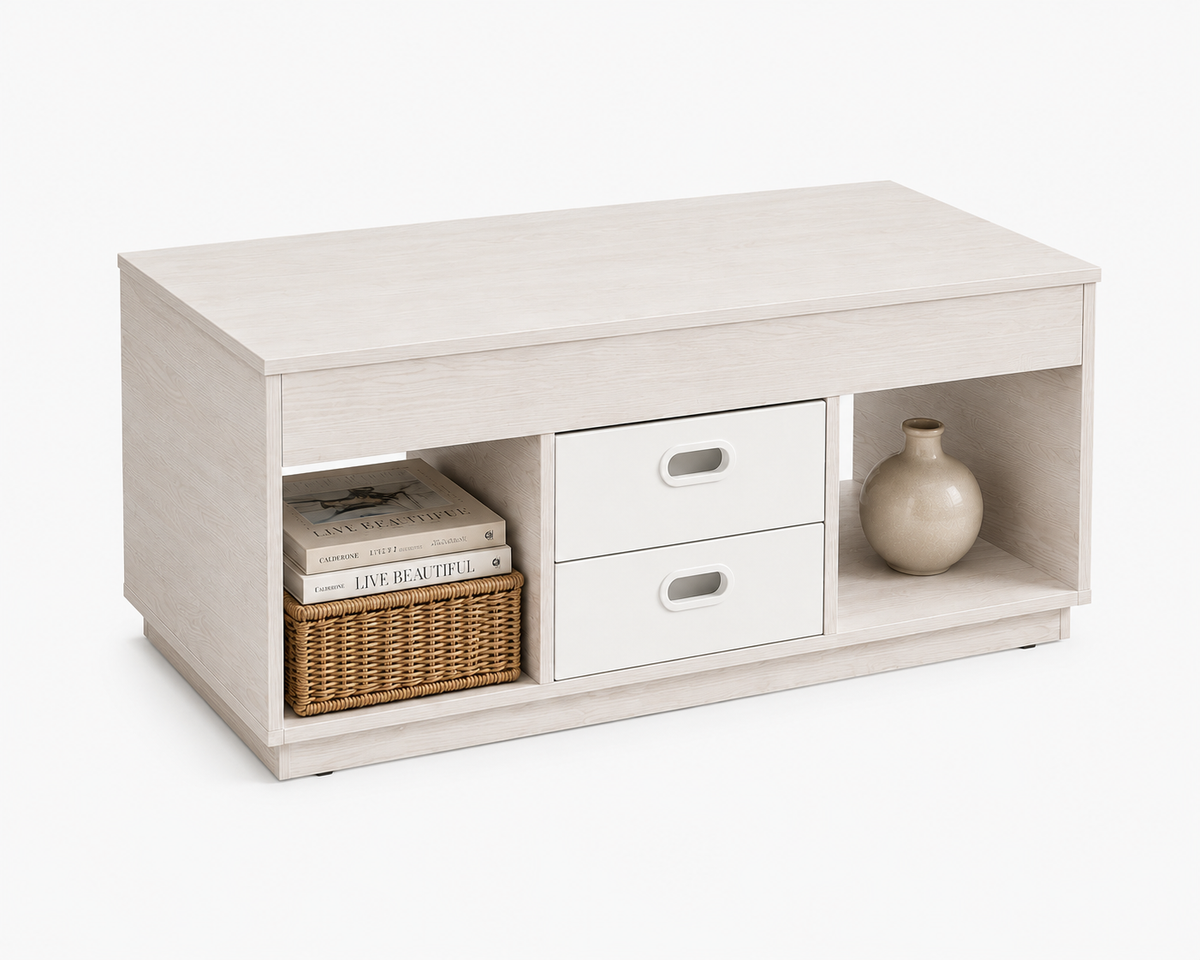 Table Basse Relevable Sylvena™ | Avoine & Double Plateau