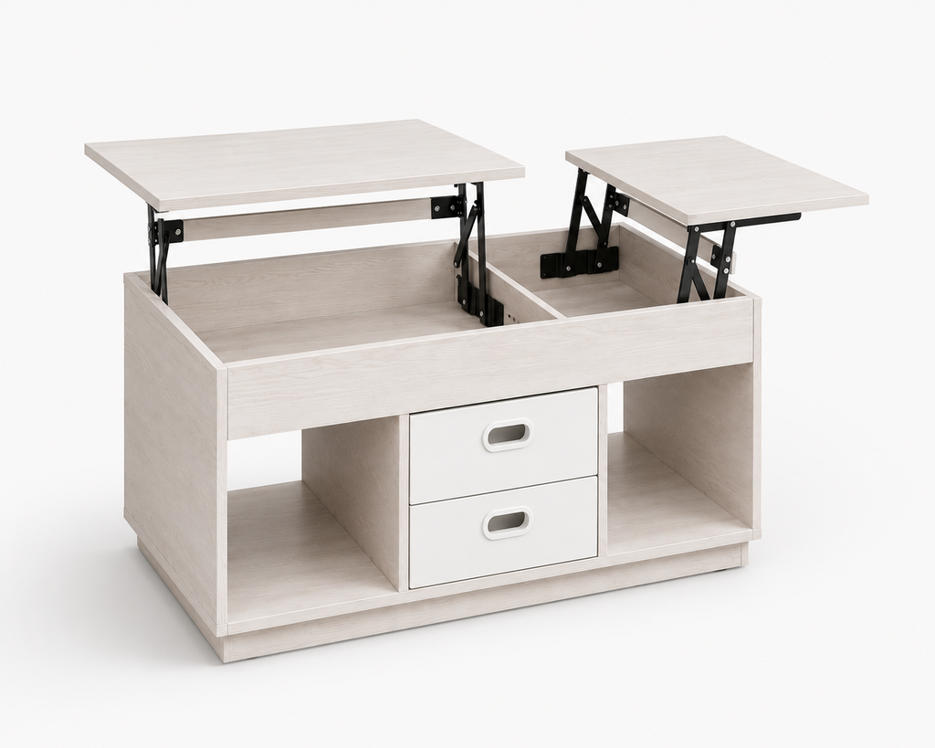 Table Basse Relevable Sylvena™ | Avoine & Double Plateau