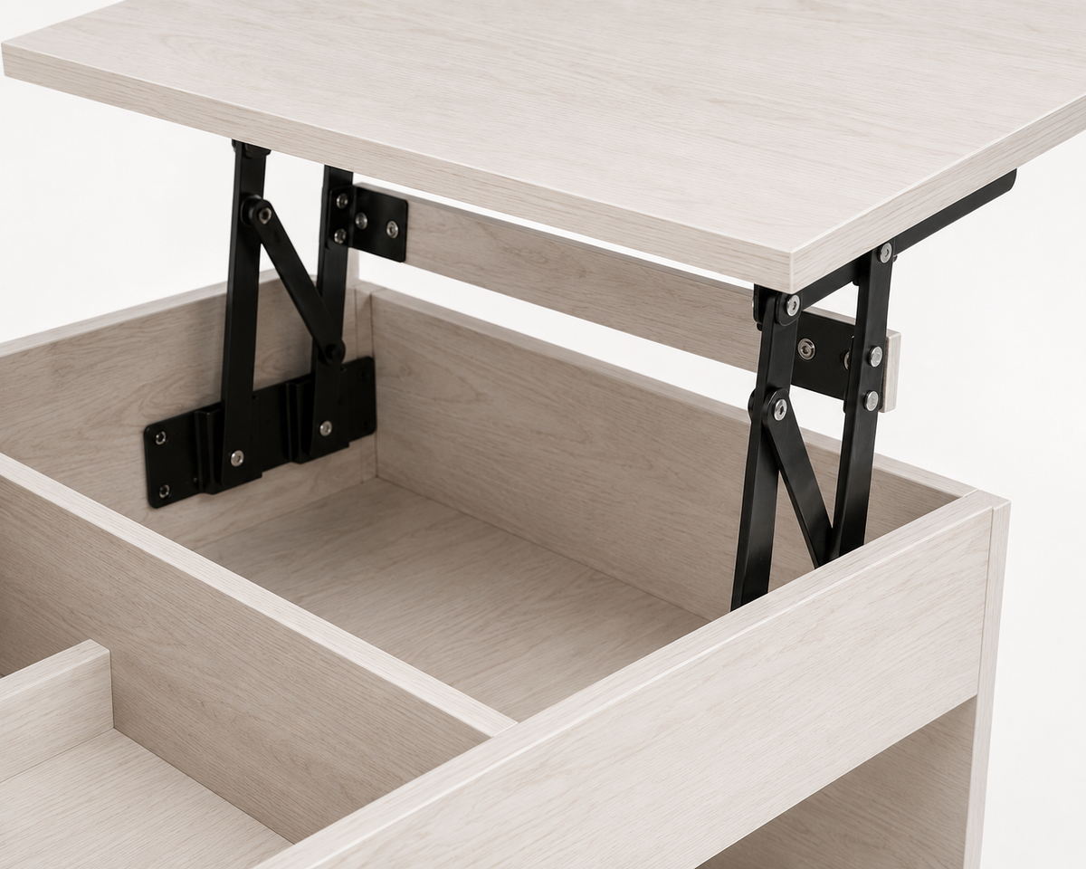 Table Basse Relevable Sylvena™ | Avoine & Double Plateau