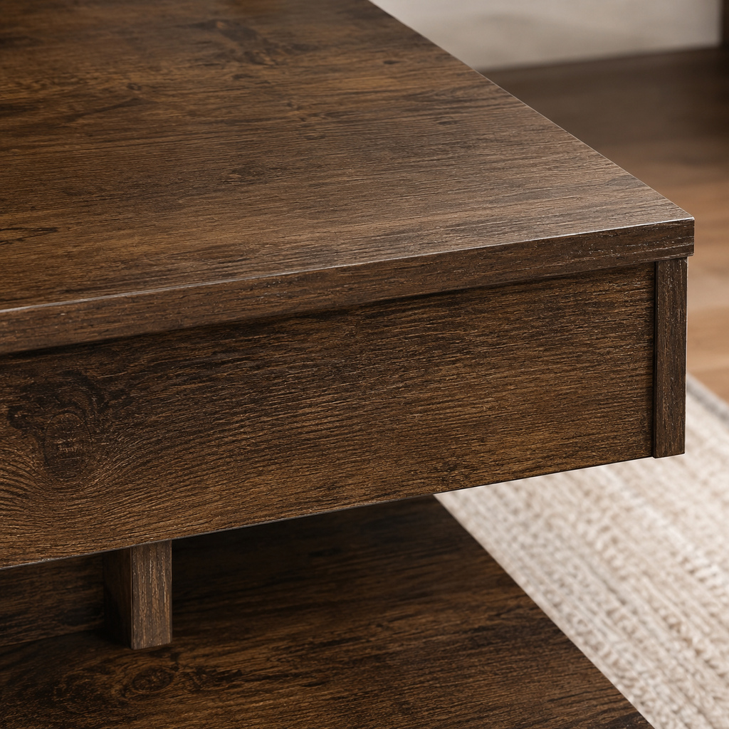 Table Basse Rotative Orvella™ | Finition Chêne Fumé & Plateau Pivotant à 360°