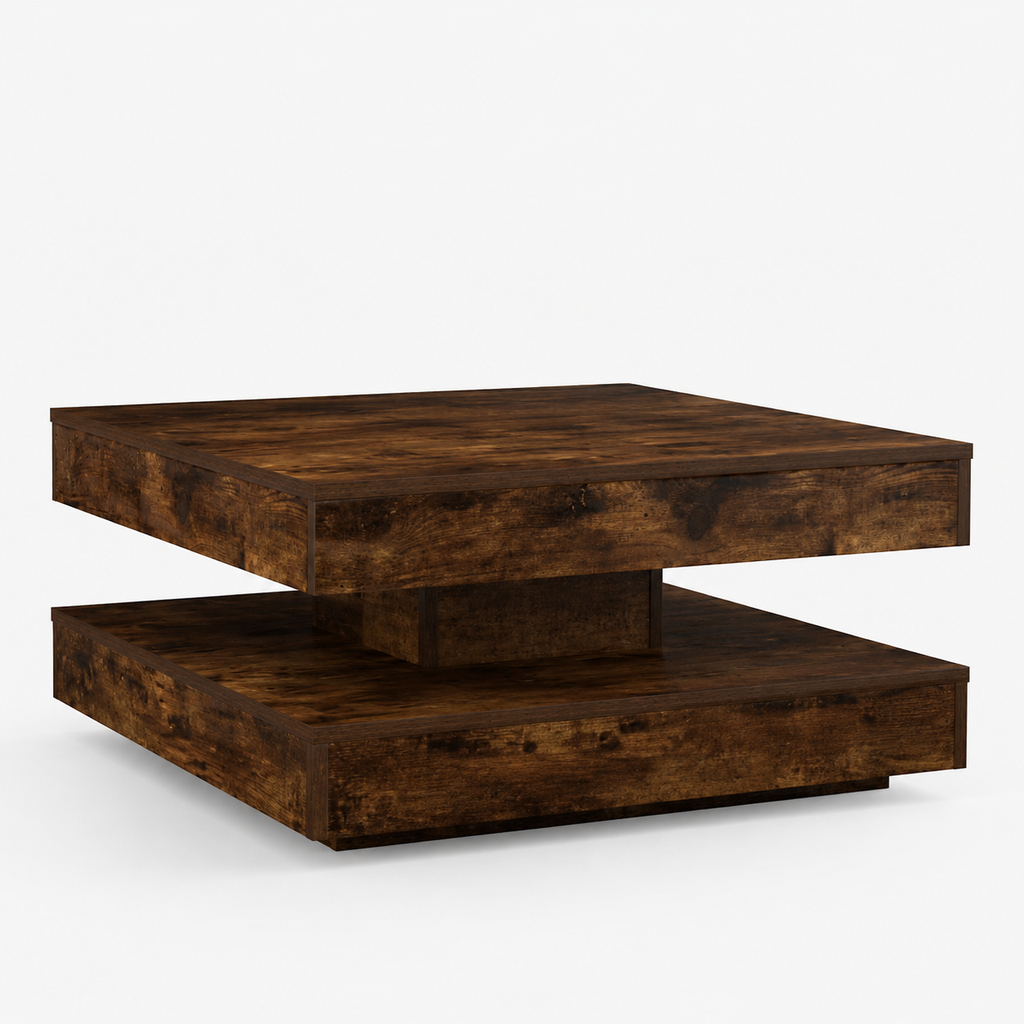 Table Basse Rotative Orvella™ | Finition Chêne Fumé & Plateau Pivotant à 360°