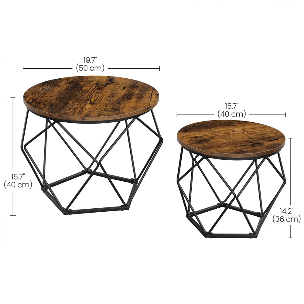Table Basse Gigogne Loftéria™ | Effet Bois Rustique & Structure Métal Noir