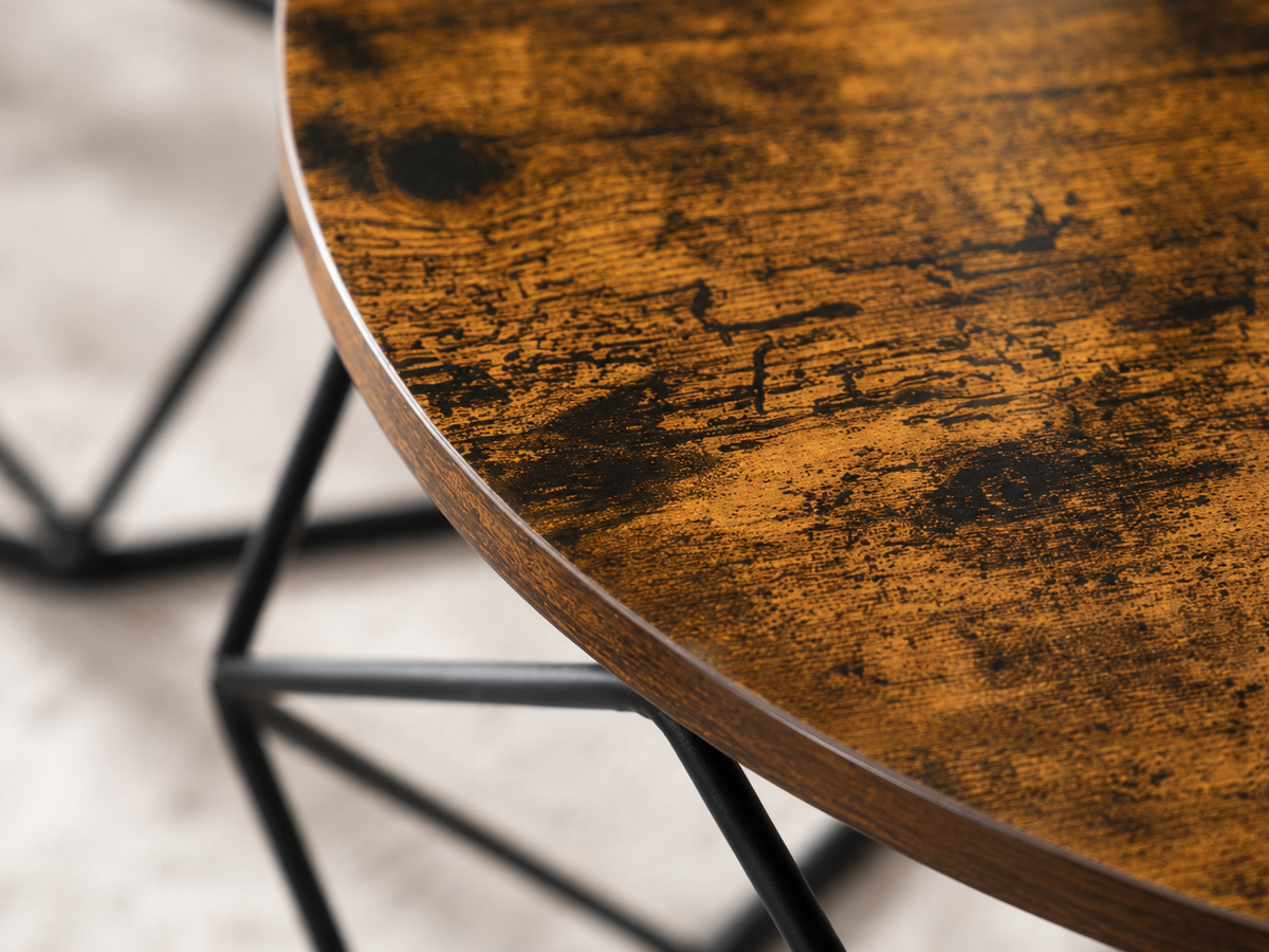 Table Basse Gigogne Loftéria™ | Effet Bois Rustique & Structure Métal Noir