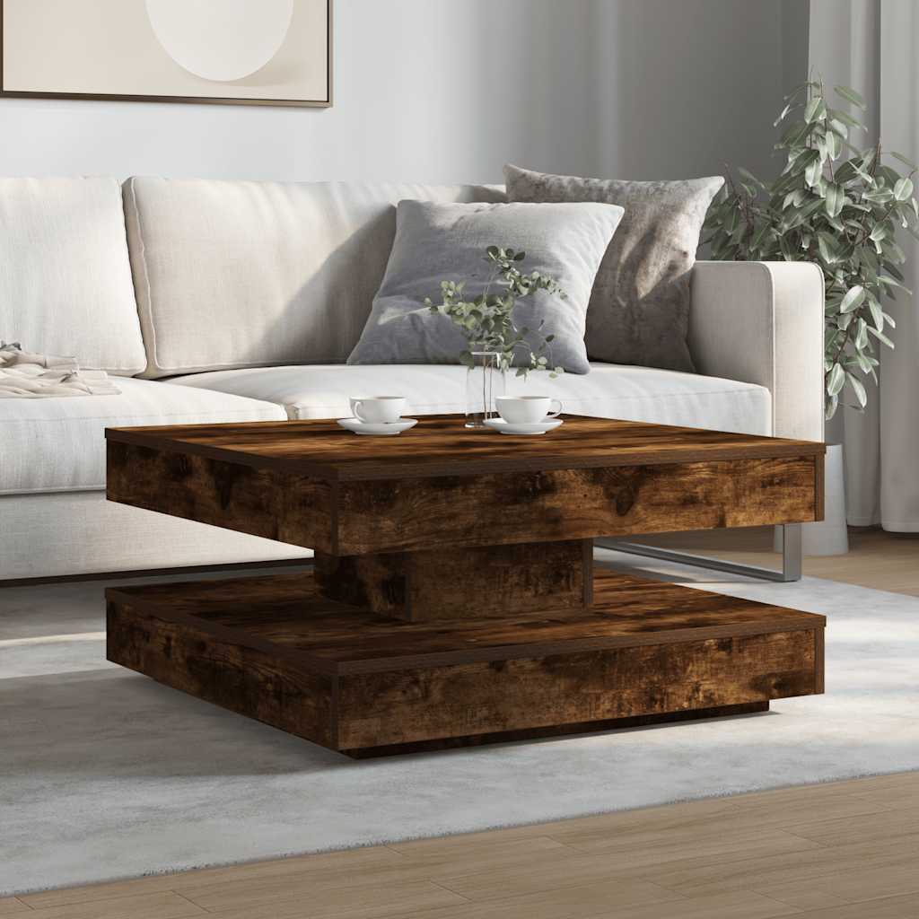 Table Basse Rotative Orvella™ | Finition Chêne Fumé & Plateau Pivotant à 360°