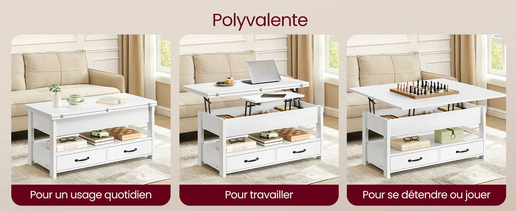 Table Basse Relevable Aspen™ | Laqué Blanc
