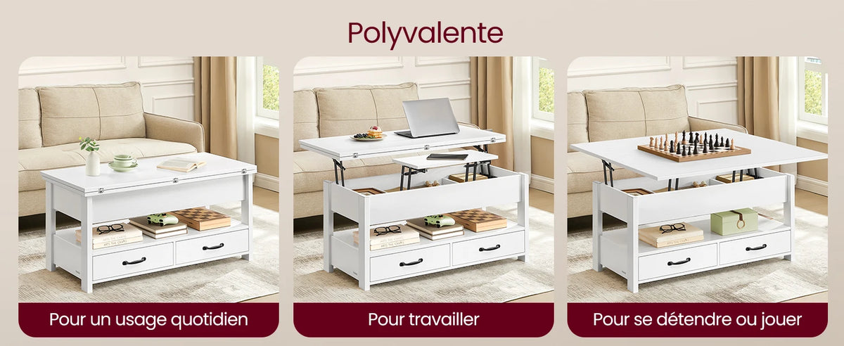 Table Basse Relevable Aspen™ | Laqué Blanc
